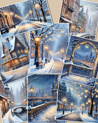 Set of photos Stickers of beautiful cold lighting winter for journaling , scrapbooking, Crafts, HandArts.