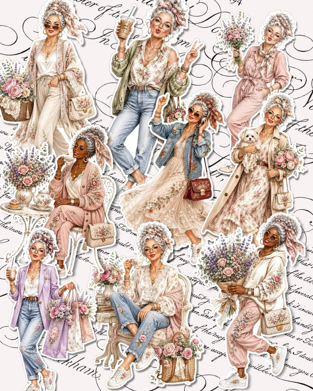 Set of the the happiest grandma in town for journaling scrapbooking, Crafts Handmade art.