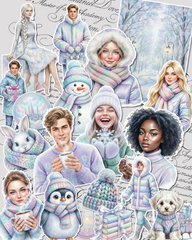 Lot de 17 Cozy pastel Winter Aesthetic Stickers for journaling| Scrapbooking | Crafts| planners •