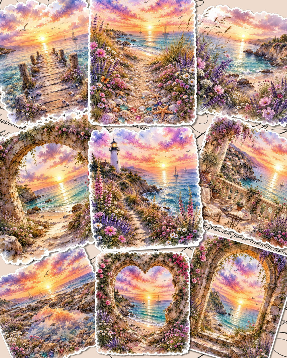 Set of 9  Big beautiful Natural views journaling, Scrapbooking, Crafts, Cards, Hand Arts.
