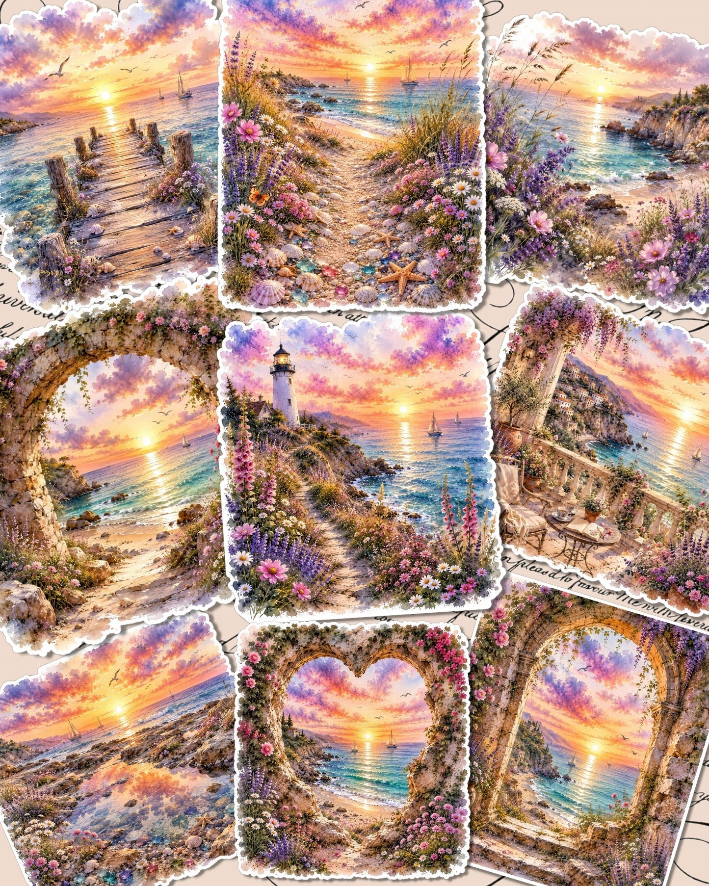 Set of 9  Big beautiful Natural views journaling, Scrapbooking, Crafts, Cards, Hand Arts.