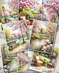 Set of photos Stickers of beautiful natural over rivers  views for journaling , scrapbooking, Crafts, HandArts.