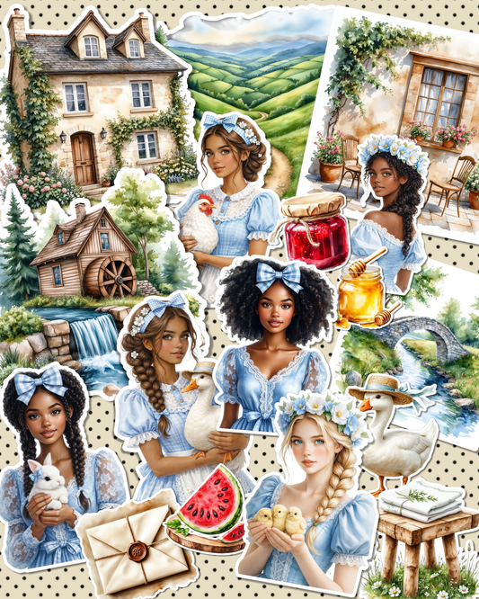 Lot de 17 cozy countryside life stickers for journaling| Scrapbooking | Crafts| HandArts •