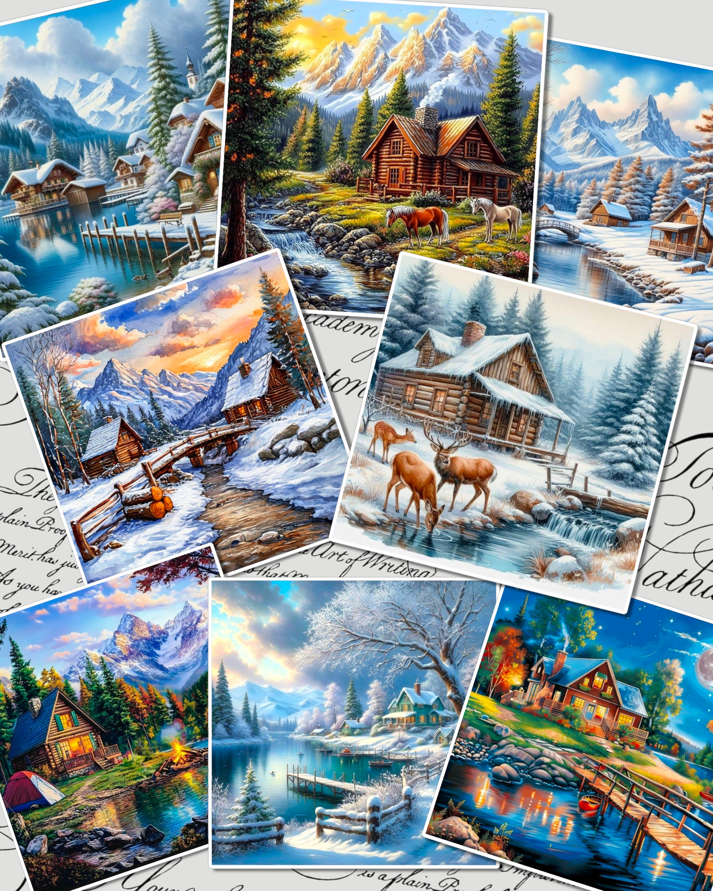 Set of photos Stickers of beautiful different 4 seasons views for journaling , scrapbooking, Crafts, HandArts.