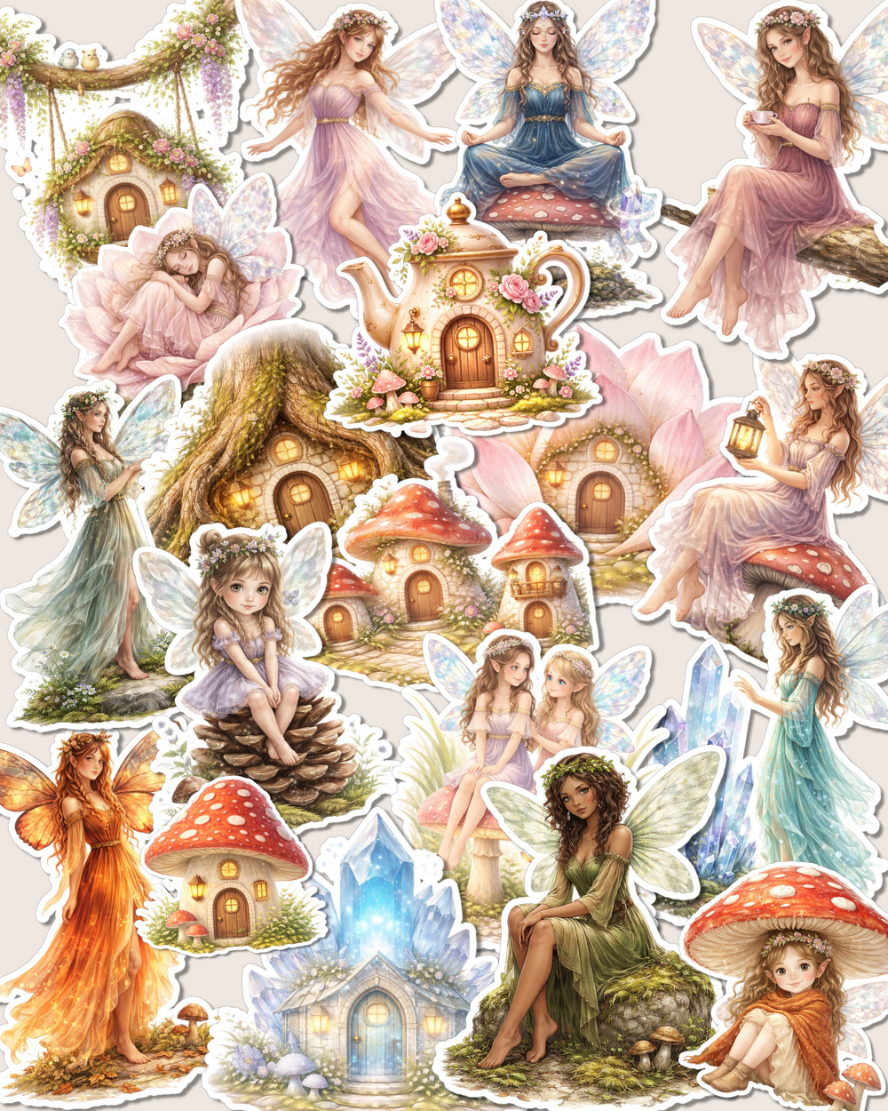 Lot de 17 stickers fairy crystal set for journaling| Scrapbooking | Crafts| Hand Arts •