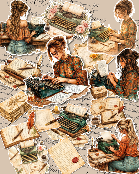 Lot of 17 Antique Reading for journaling, Scrapbooking, Crafts, HandArts