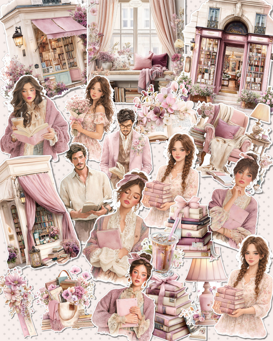 Lot of 25 stickers Pink blushy vintage spring for journaling| Scrapbooking | Crafts| Hand Arts •