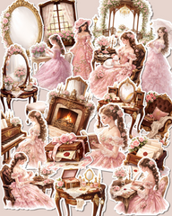 Lot of 17 of Victorian Rose Elegance Sticker Collection –perfect for journaling ,Scrapbooking, Crafts, HandArts.