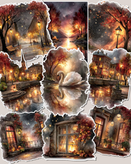 Set of photos Stickers of beautiful bright night winter  for journaling , scrapbooking, Crafts, HandArts.