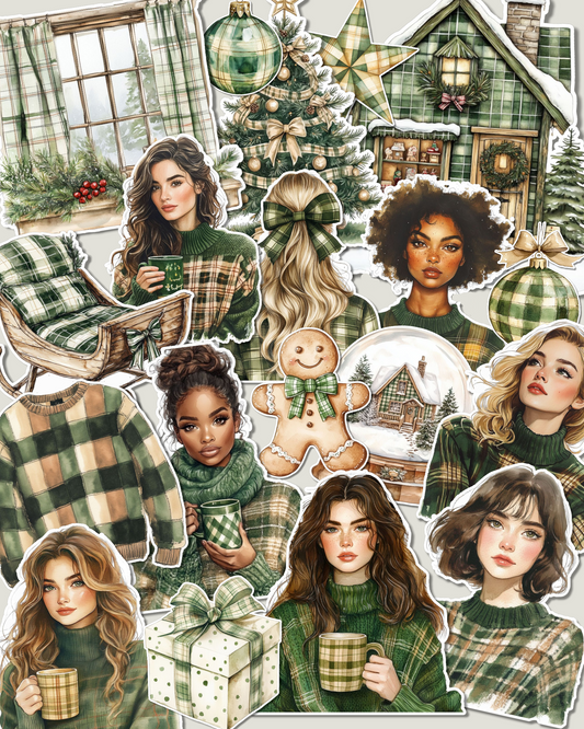 Lot of 17 cozy green Christmas for journaling| Cards  | Scrapbooking | Crafts |HandArts.