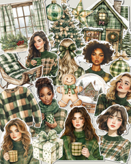 Lot of 17 cozy green Christmas for journaling| Cards  | Scrapbooking | Crafts |HandArts.