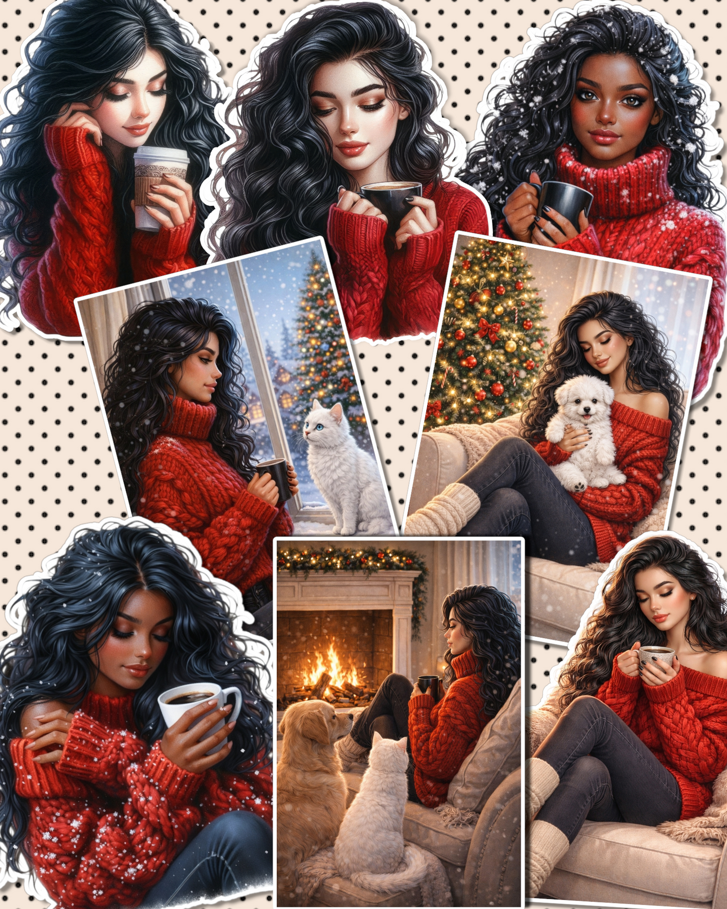 Soft Cozy Winter girls & Moments for journaling, Scrapbooking, Crafts, HandArts•