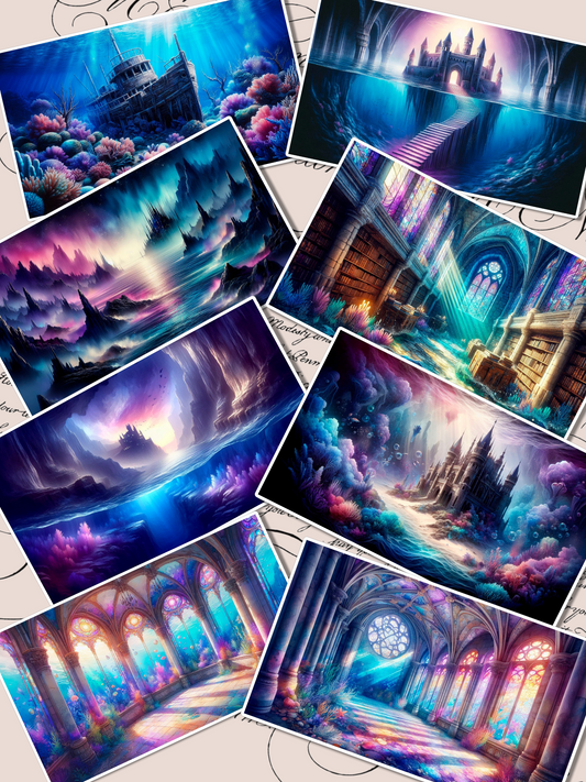 Dreamy underwater fantasy a magical collection of vibrant, high-detail stickersfor journaling , scrapbooking, Crafts, HandArts.