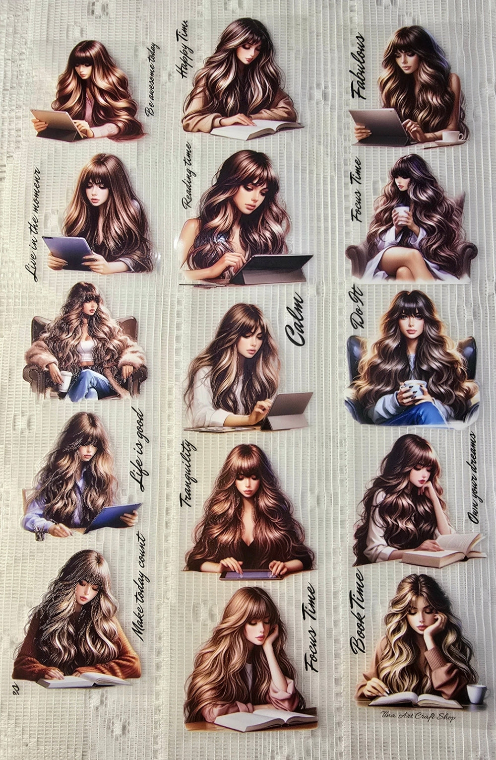 My DESIGN My PET TAPE journaling,  Scrapbooking, Crafts , Hand Arts loop 100cm x7cm , Reading Girl with beautiful hair