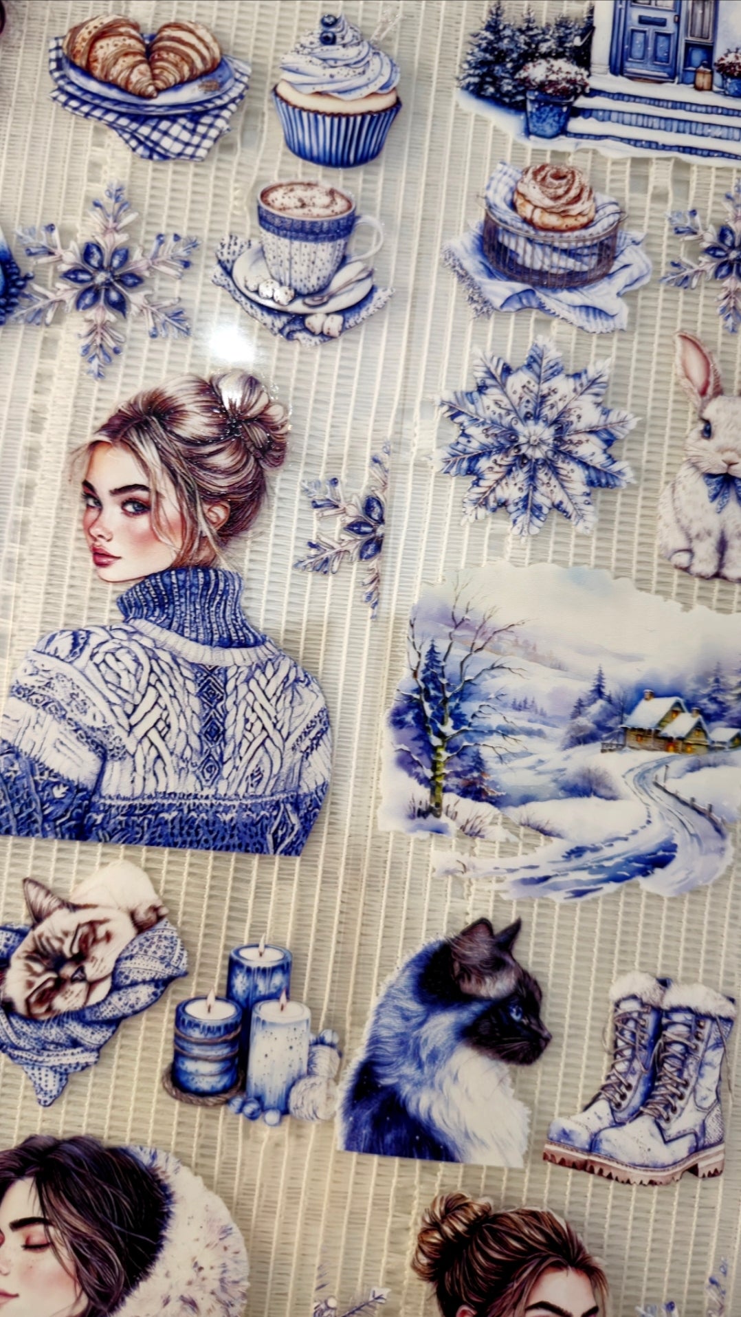 My DESIGN My PET TAPE journaling,  scrapbooking, crafts , hand arts loop 100cm x7cm , Bleu winter