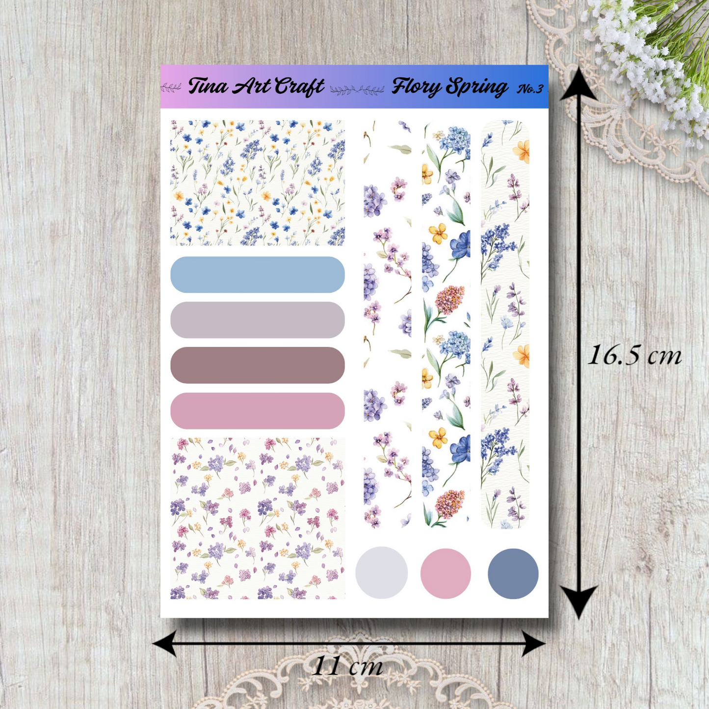 Flory Spring – 3 Sheets of Whimsical Floral Beauty for journaling, Scrapbooking, Crafts, HandArts.