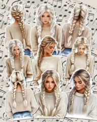 Set of beautiful girl wearing beige pull-over for journaling, le scrapbooking, Crafts, HandArts •