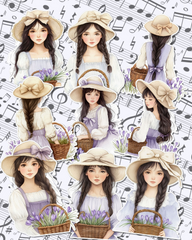 Lot of Cozy lavender girls for journaling, Scrapbooking, Crafts, HandArts•