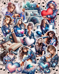 Lot de 17 stickers Dreamy galaxy vibes and self care meet cozy nights for journaling| Scrapbooking | Crafts| Hand Arts •