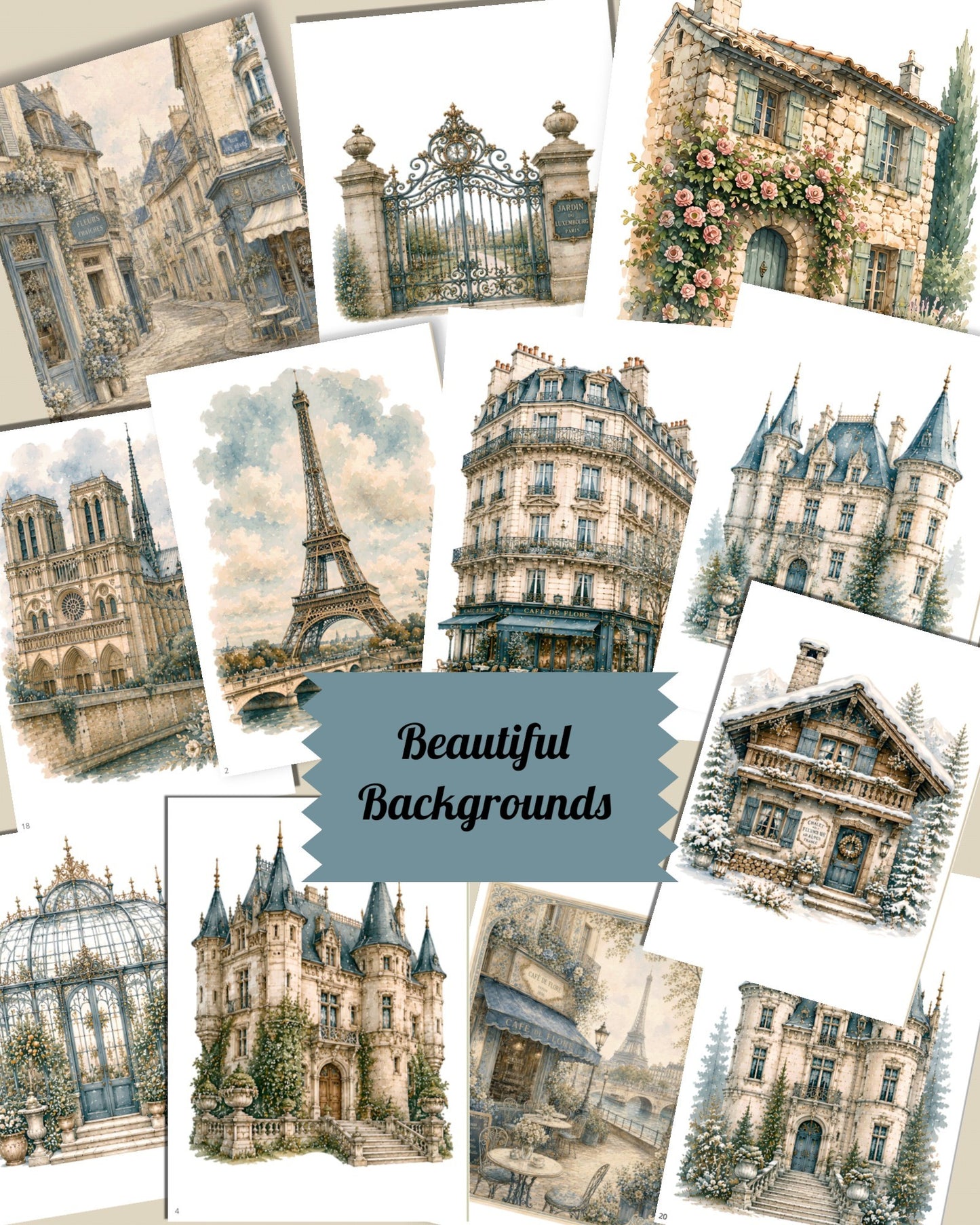 Antique Paris – 20 Pages of Vintage Elegance, Parisian Romance & Timeless Charm for Journaling, Scrapbooking, Crafts & HandArts