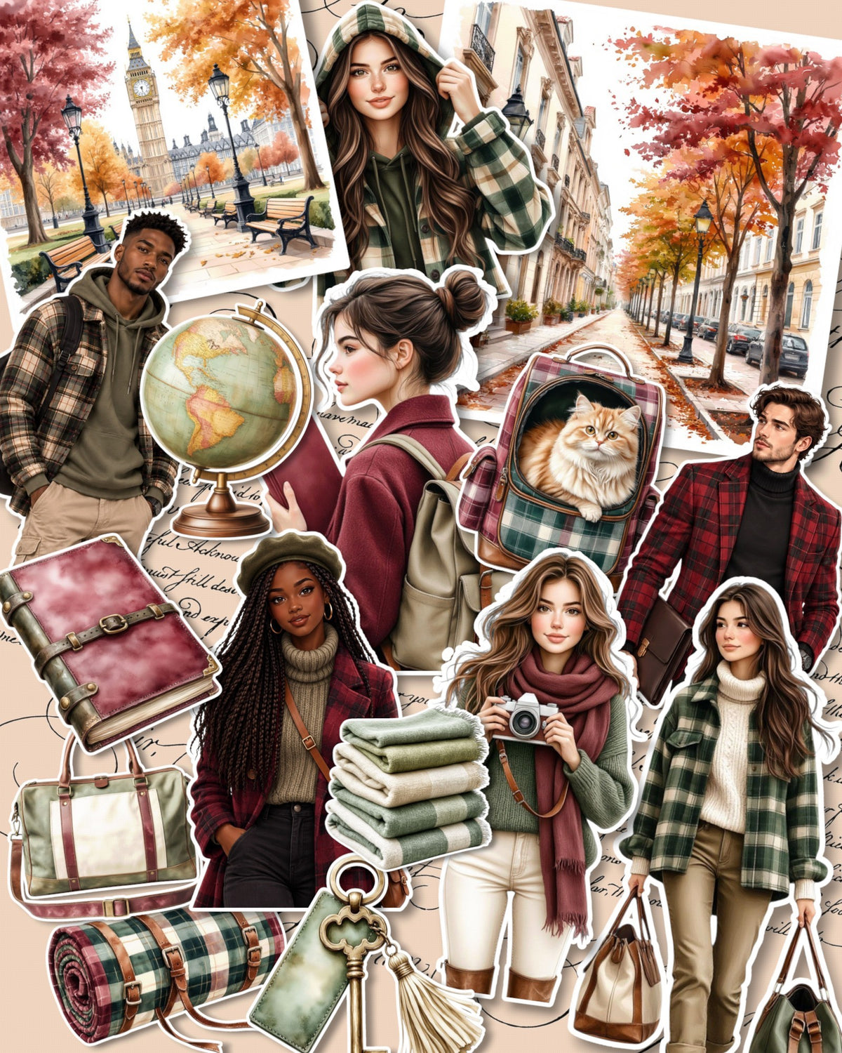 Lot de 17 Cozy Autumn Adventures stickers perfect journaling| Scrapbooking | Crafts| Handarts