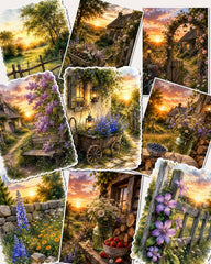 Set of 9  beautiful cozy views for journaling, Scrapbooking, Crafts, Cards, Hand Arts.