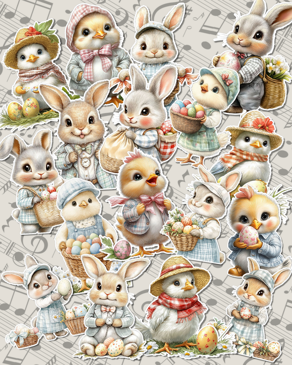 Set of 17 Rabbits Easter for journaling | Scrapbooking | Crafts | HandArts •