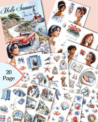 Hello Summer – 20 Pages of Coastal Beauty, Mediterranean Charm & Seaside Dreams for Journaling, Scrapbooking, Crafts & HandArts