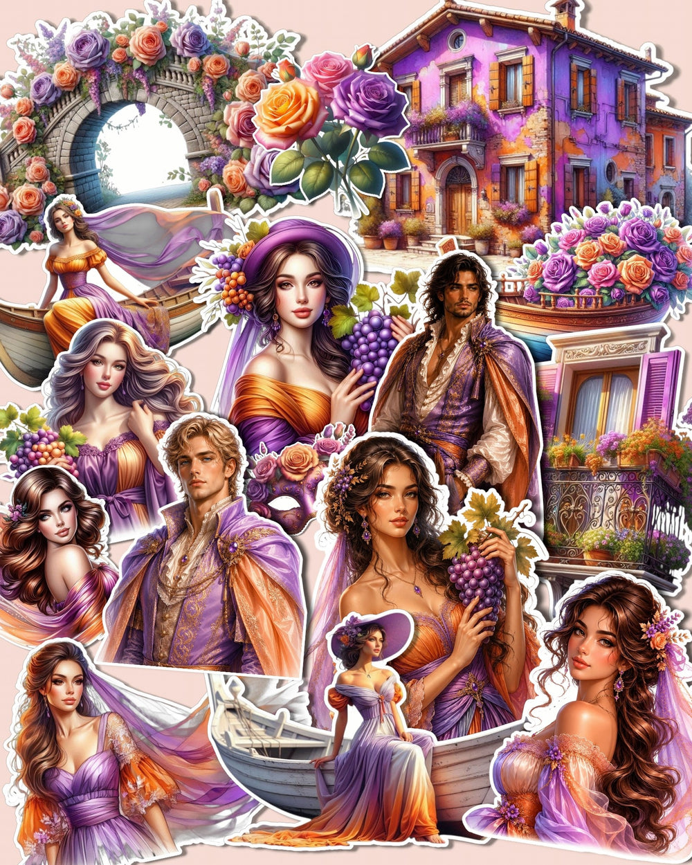 Lot de 17 Romance in Tuscany stickers for Journaling, Scrapbooking, Planner Decor, Crafts & Hand Arts