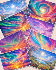 Set of fairy sky Stickers of beautiful  silent natural views for journaling , scrapbooking, Crafts, HandArts.