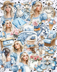 Lot of 25  Alice in the wonderland stickers journaling| Scrapbooking | Crafts| Hand Arts •